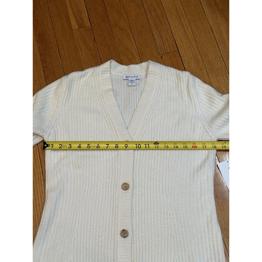 Athleta Womens Layover Cardigan Size M Wool Blend Cream V Neck Cream NEW W TAG - Picture 7 of 16
